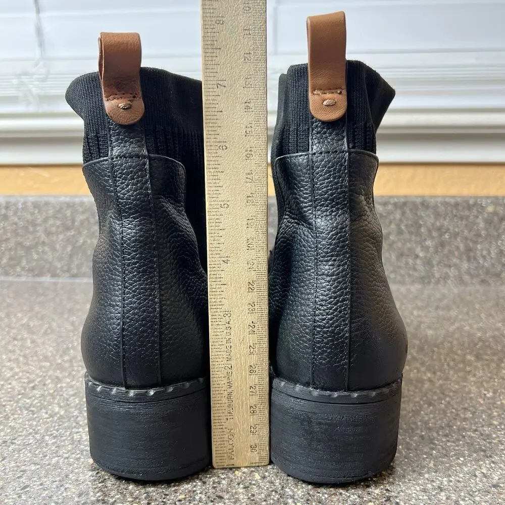 Gentle Souls Black Leather Ankle Boots Women's 8 M Comfort Casual Pull On Bootie